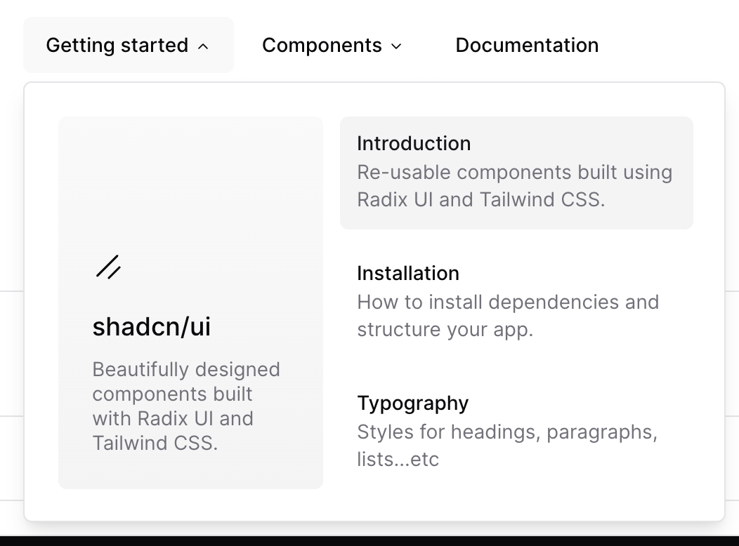 Navigation menu example