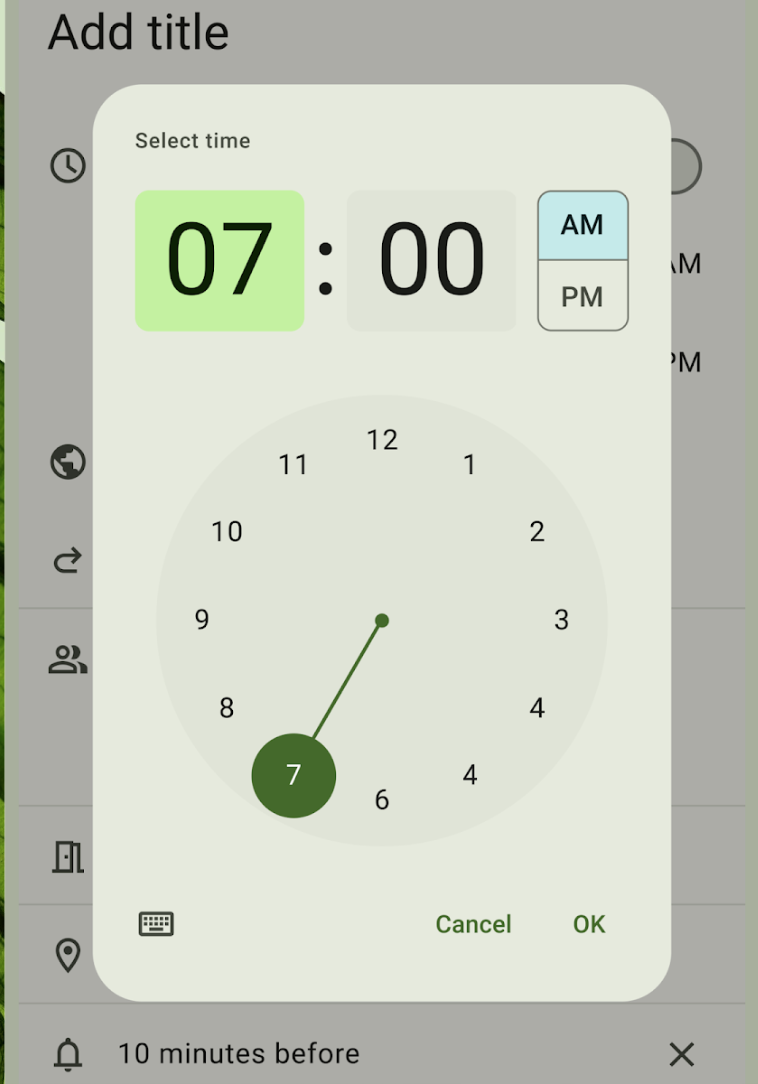 Time picker example